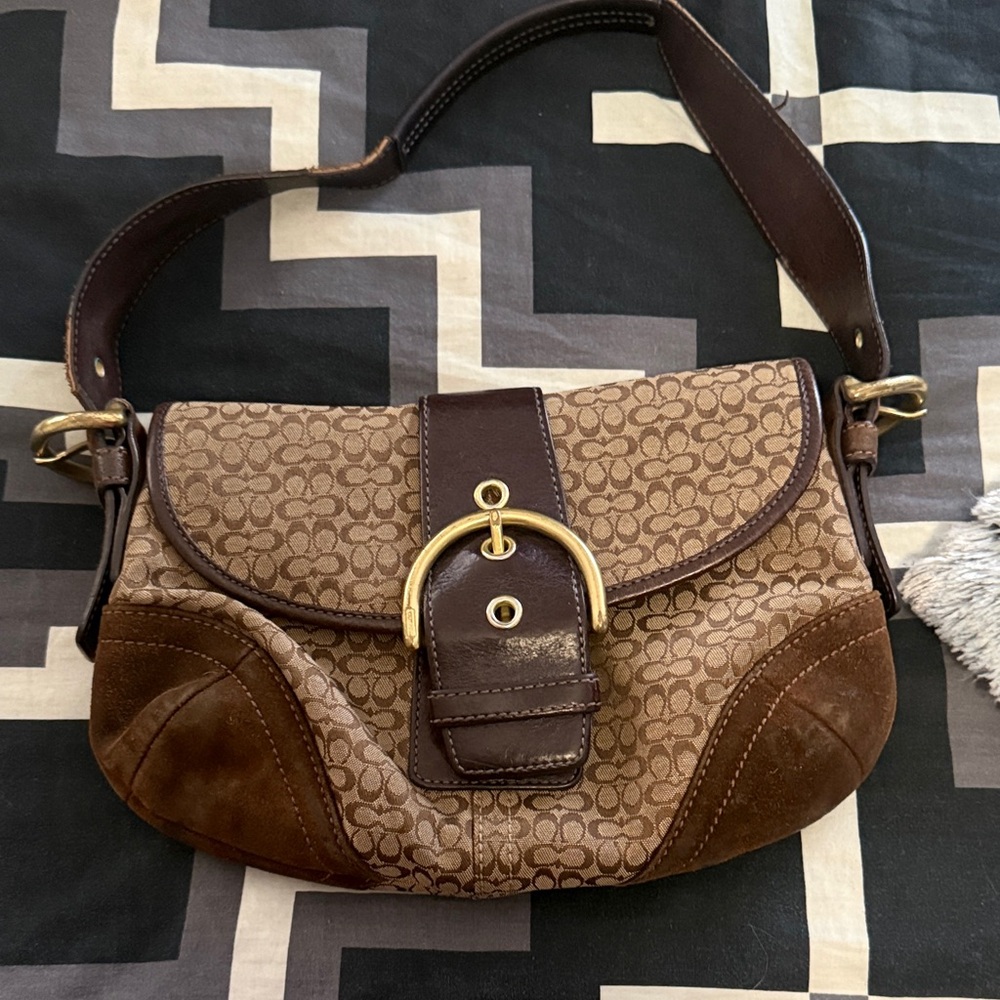 Coach Brown and Tan Mini Bag